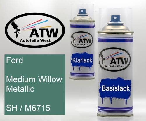 Ford, Medium Willow Metallic, SH / M6715: 400ml Sprühdose + 400ml Klarlack - Set, von ATW Autoteile West.